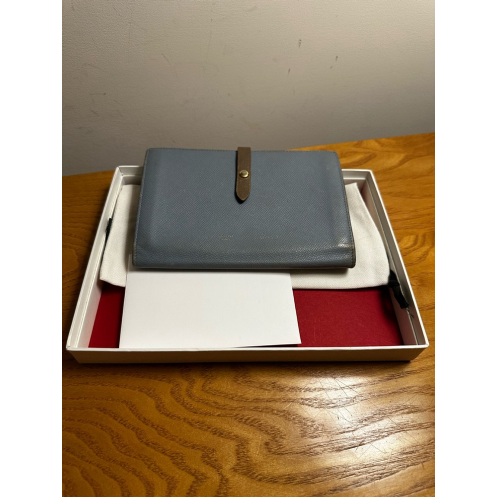 Celine Blue & Brown Leather Document Holder Wallet w/Box